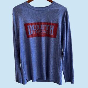 Duluth Trading‎ Crew Neck Sweatshirt Mens M Navy Blue Cuffed Hem Long Sleeve